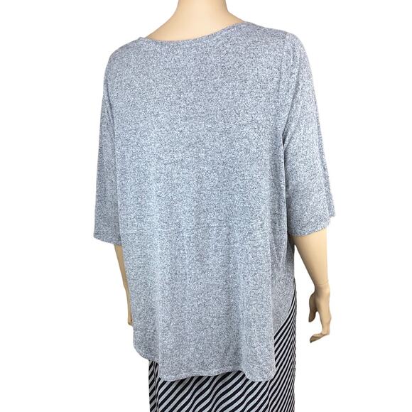 Lane Bryant Women Heather Gray Knit Scoop Neck Half Sleeve Tunic Top Sz 26/28 - Picture 4 of 5